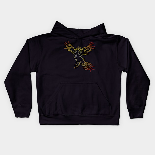 Phoenix on fire Kids Hoodie by Savousepate